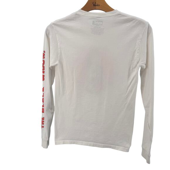 Marvel White Black Widow Cotton Graphic T-Shirt Mens Small Long Sleeve Crew Neck - Picture 4 of 8
